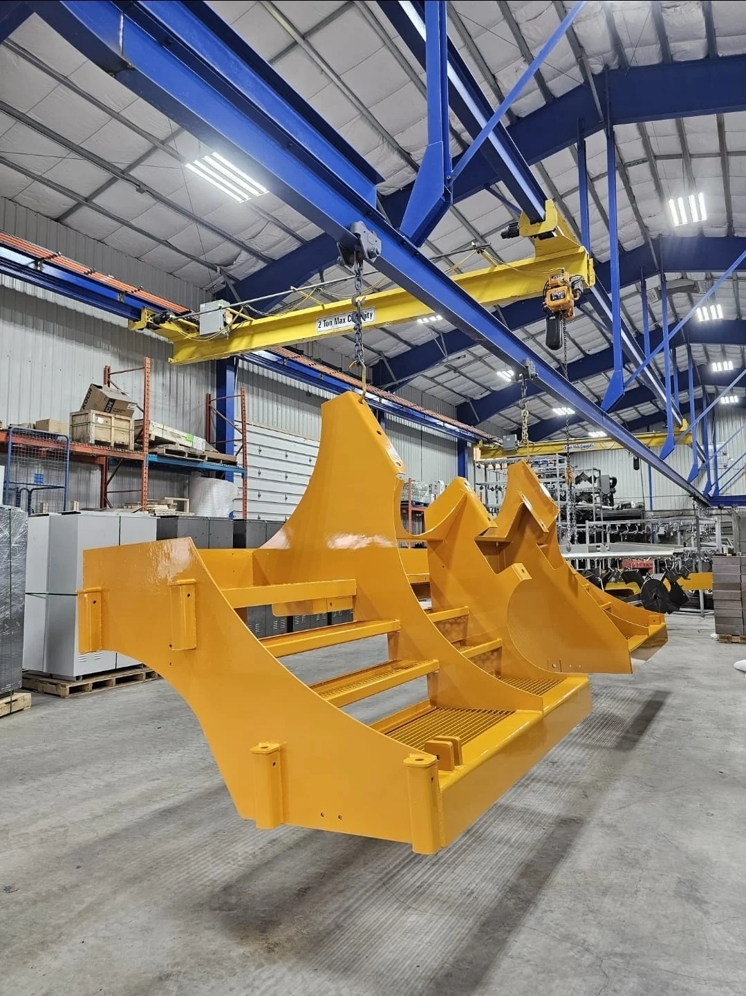Yellow coated industrial fabrication